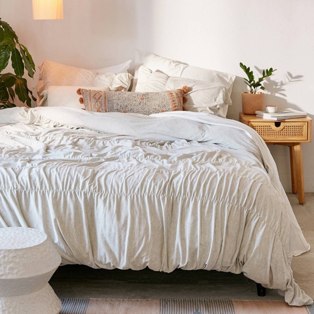 Urban Outfitters cinched jersey duvet cover, queen size, light grey color